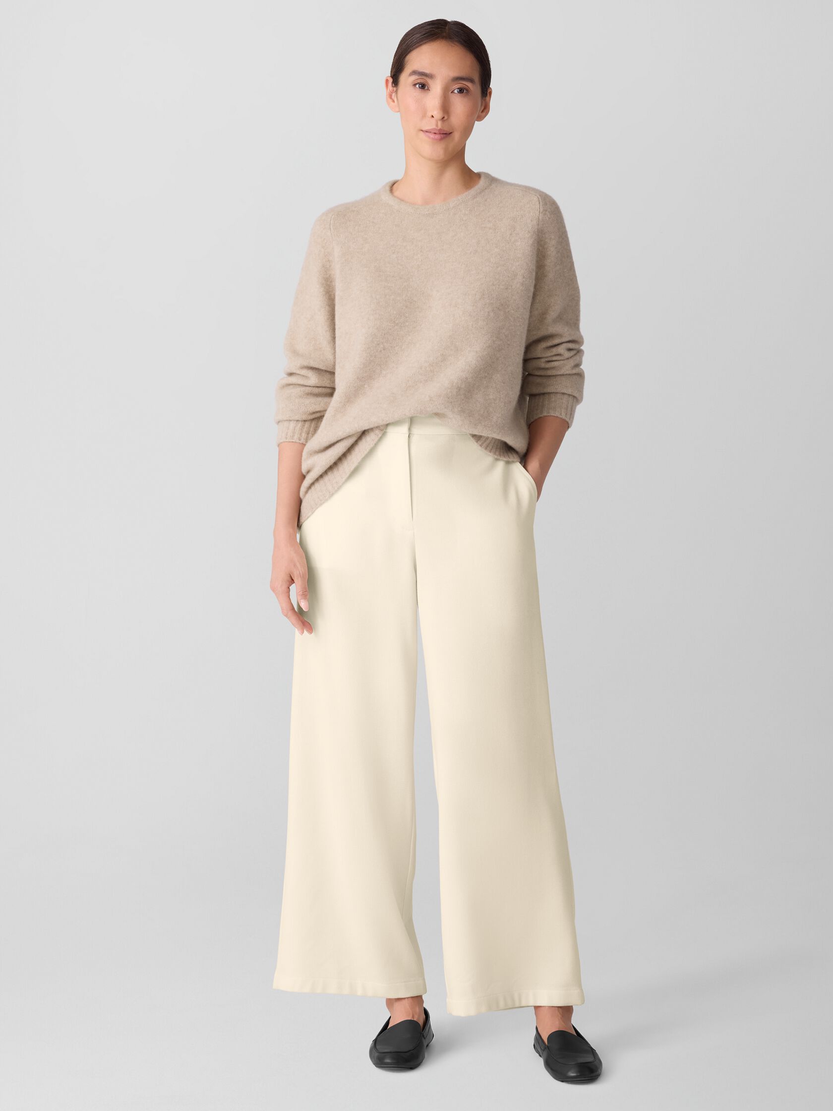 Stretch Wool Crepe Wide-Leg Trouser