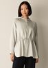 Silk Twill Band Collar Shirt
