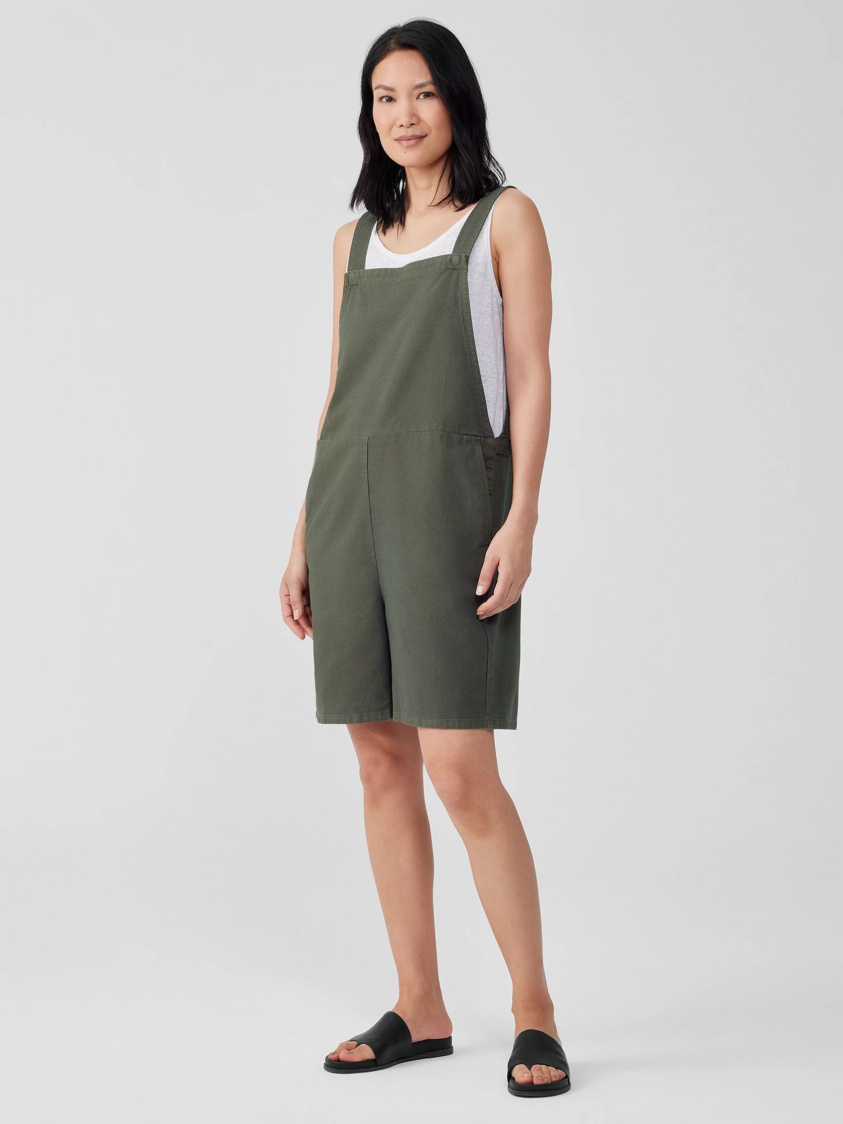 Cotton Hemp Stretch Short Overalls