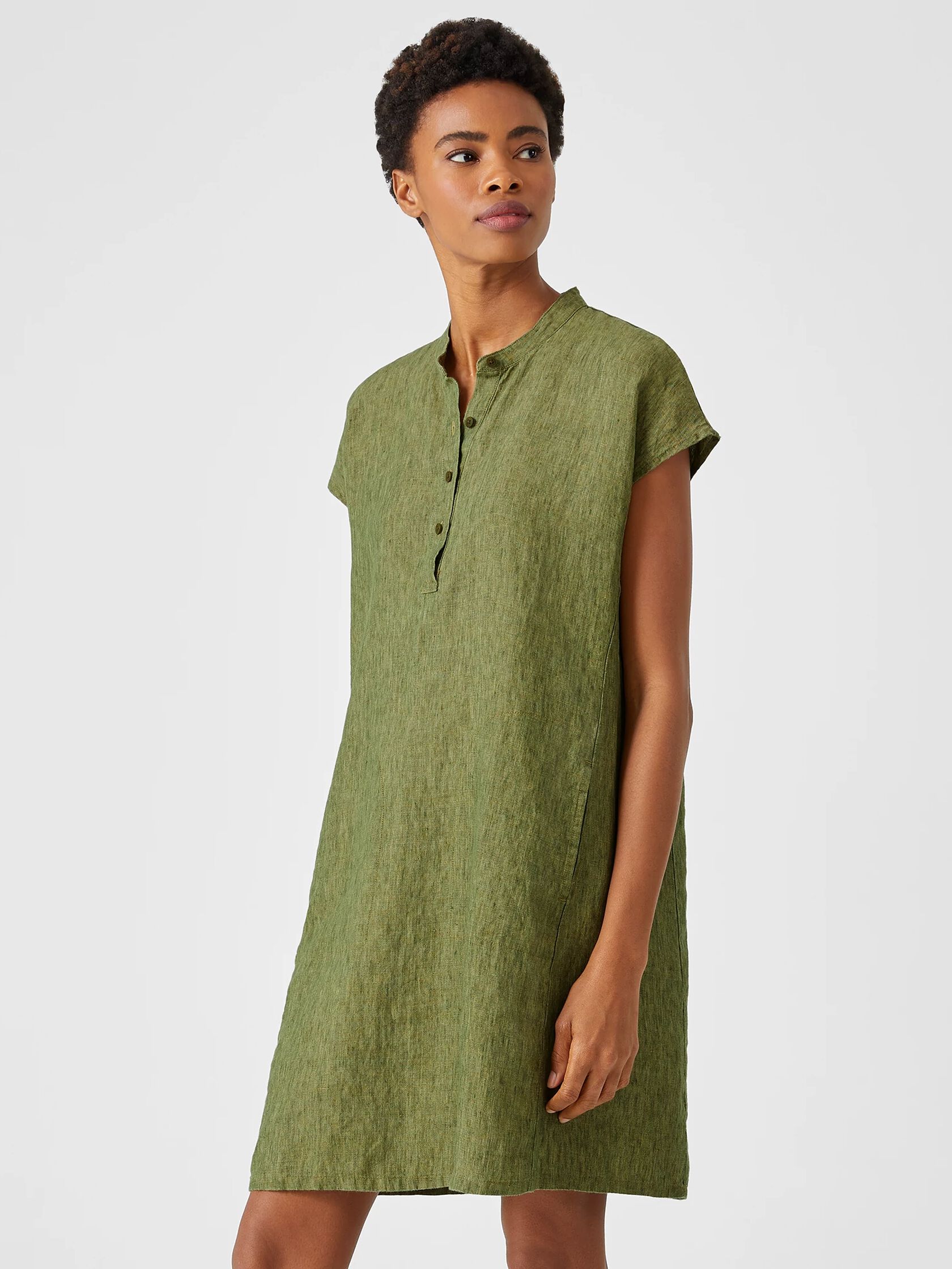 Washed Organic Linen Delave Shirtdress