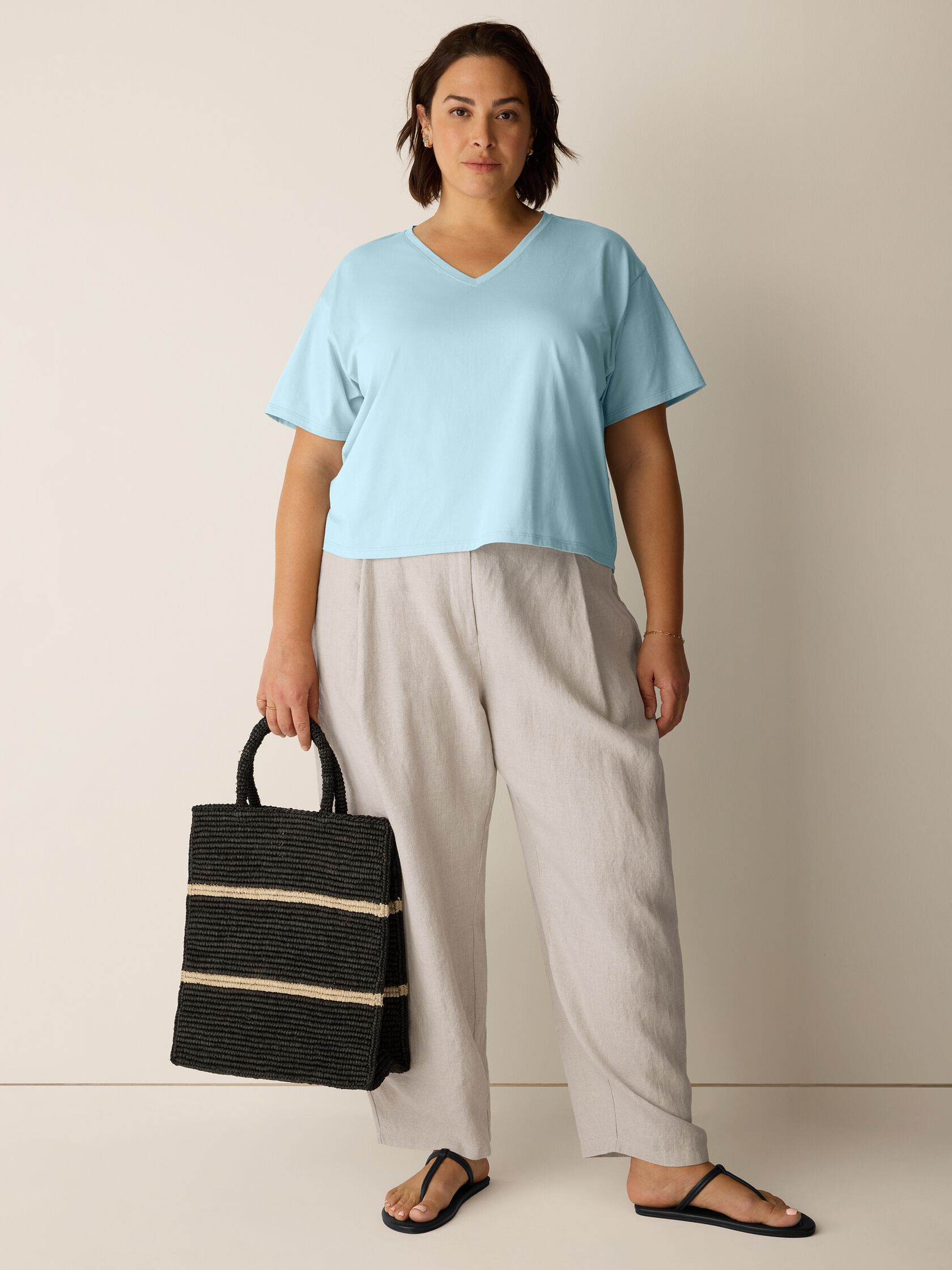 Organic Pima Cotton Jersey V-Neck Tee