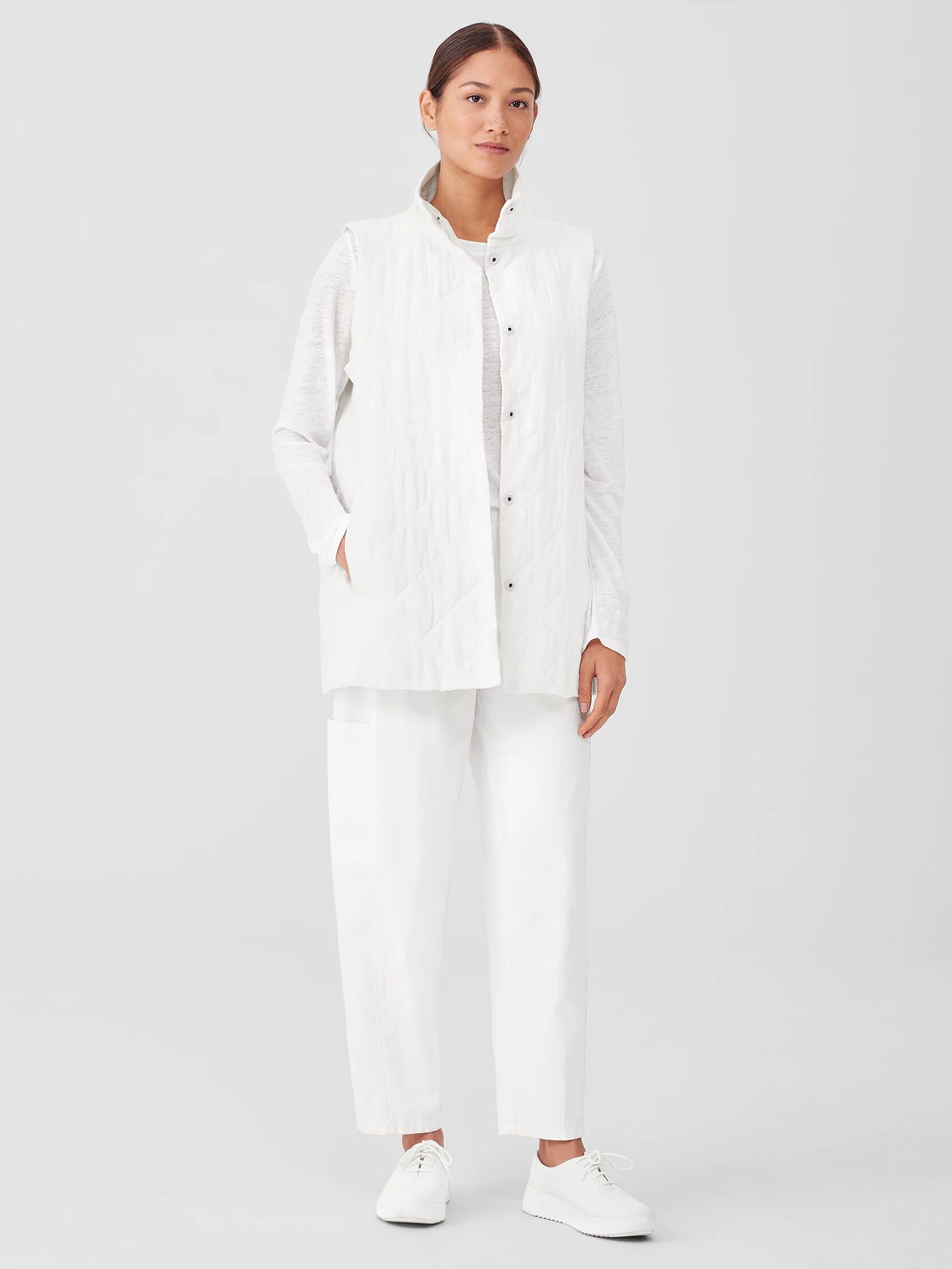 Organic Linen Cotton Crepe Quilted Vest