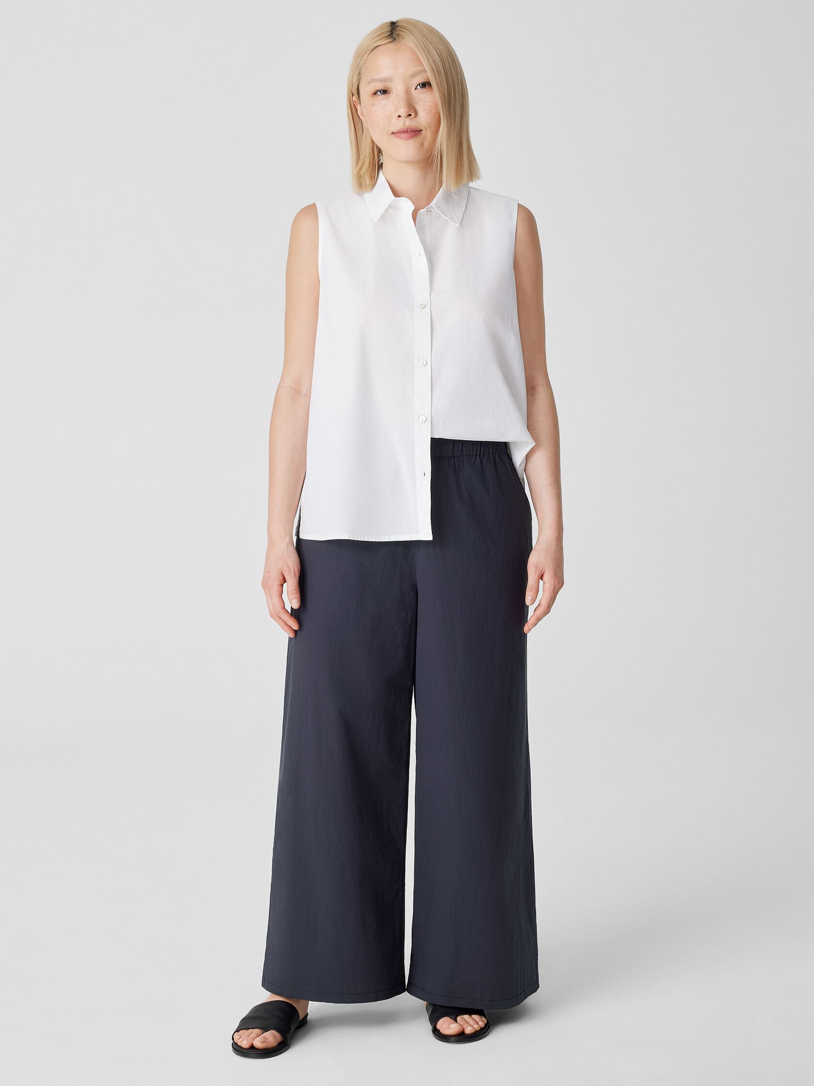 Washed Organic Cotton Poplin Wide-Leg Pant