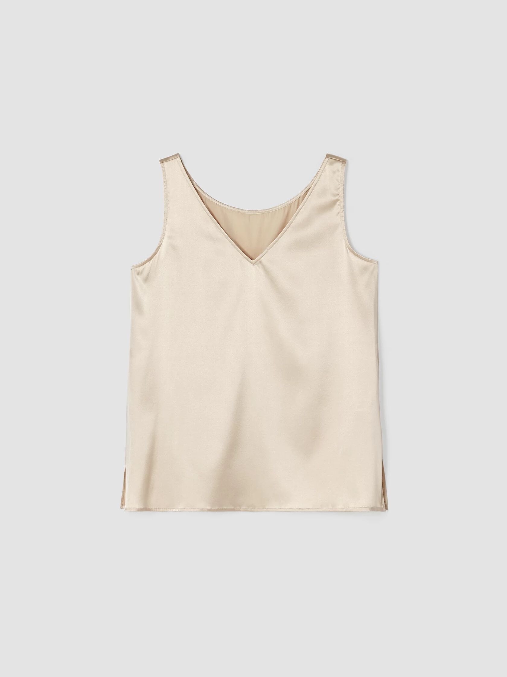 Stretch Silk Charmeuse V-Neck Tank