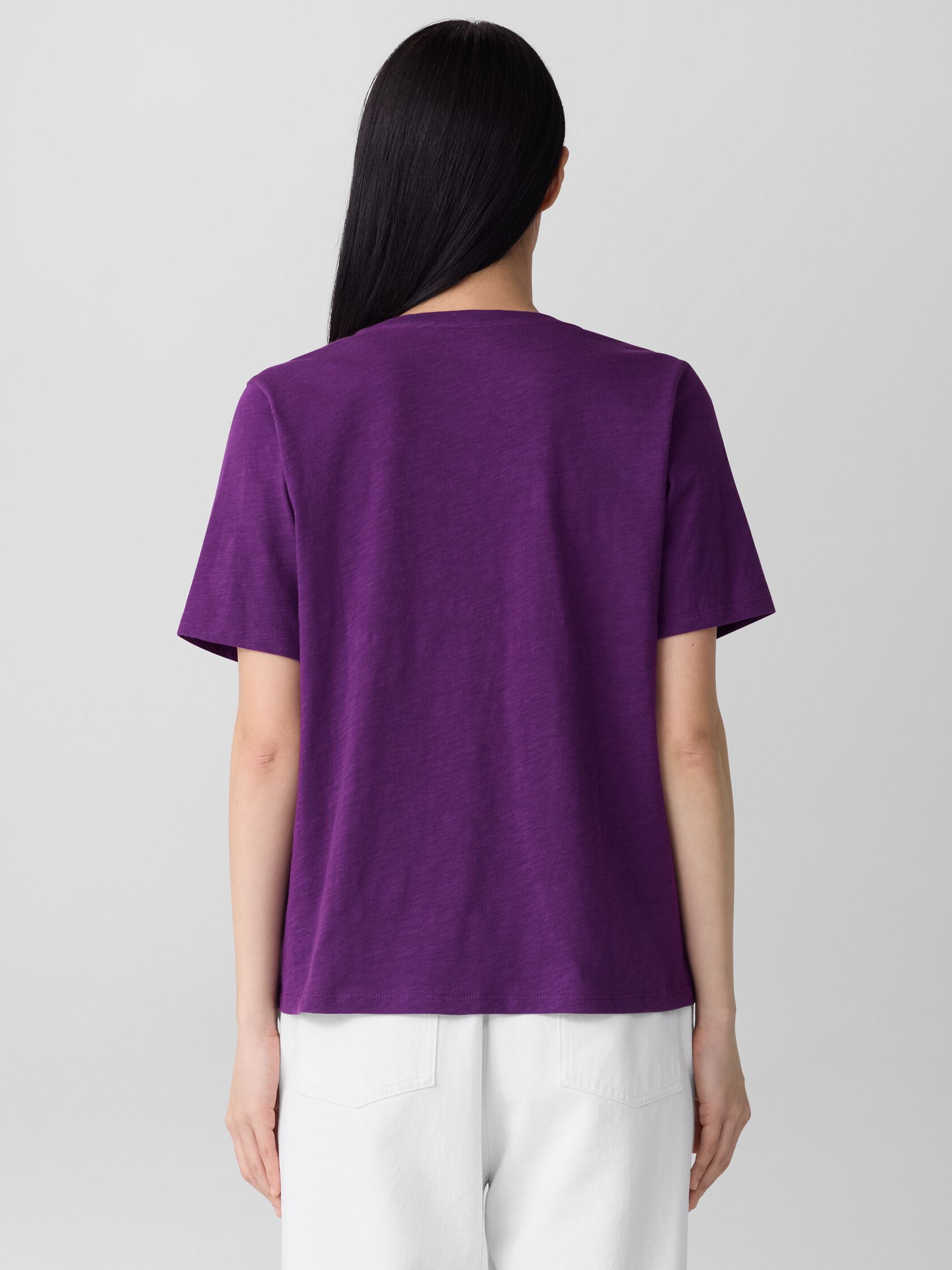 Organic Cotton Slubby Jersey V-Neck Tee