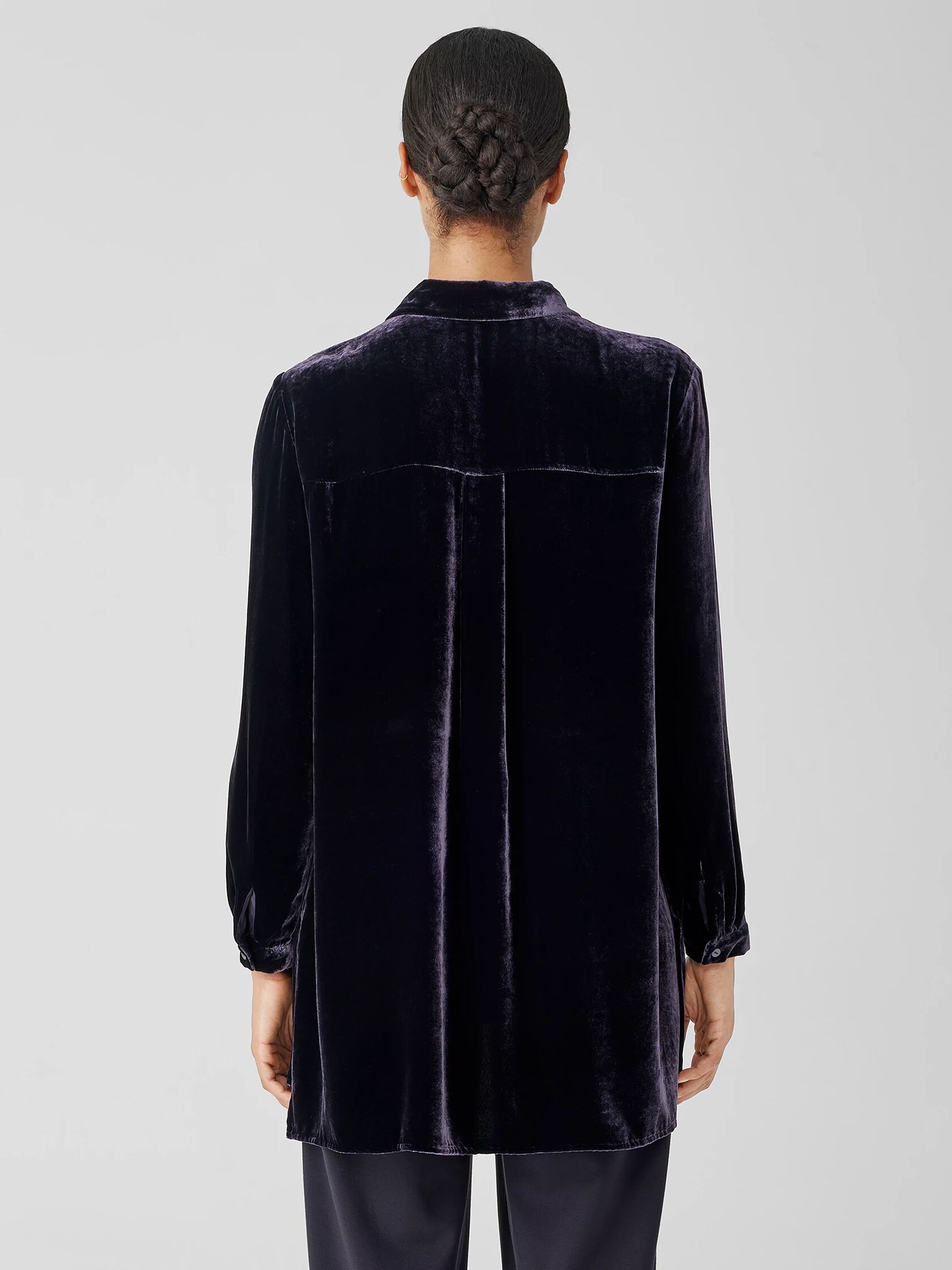 Velvet Classic Collar Long Shirt