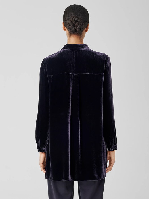 Velvet Classic Collar Long Shirt