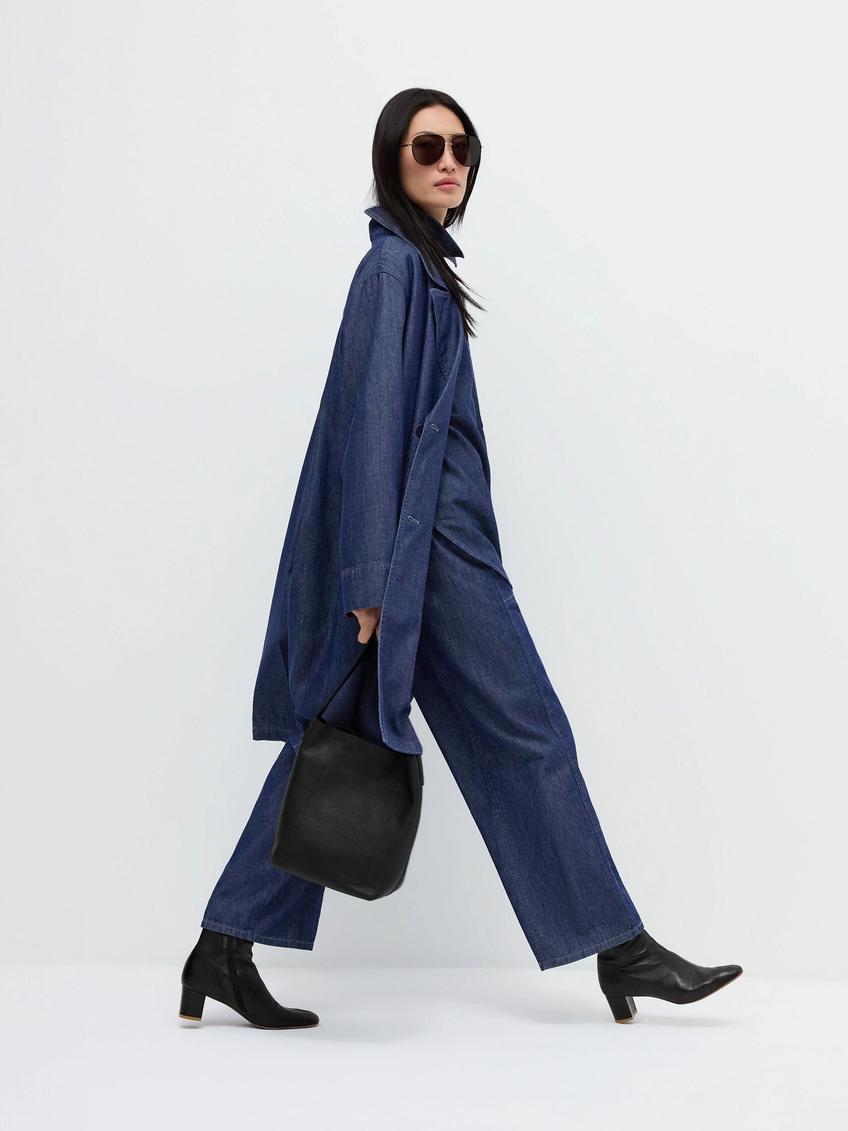 Lightweight Organic Cotton Denim Wide-Leg Pant