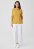 Organic Linen Cotton Slub Funnel Neck Top
