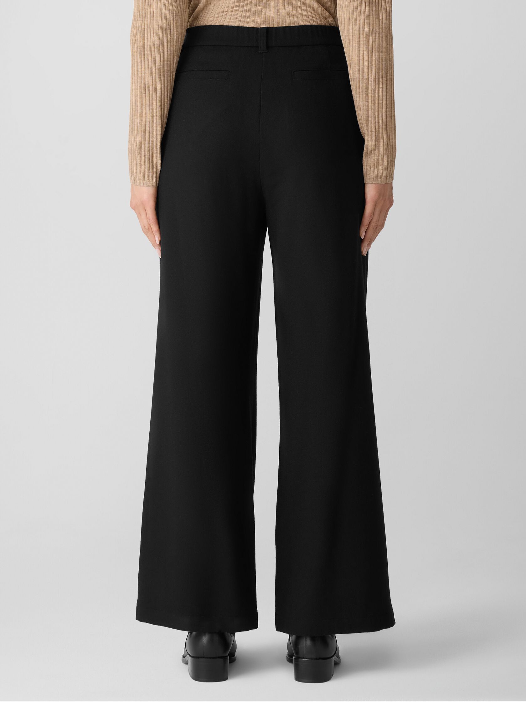 Stretch Wool Crepe Wide-Leg Trouser