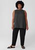 Puckered Organic Linen Mock Neck Top