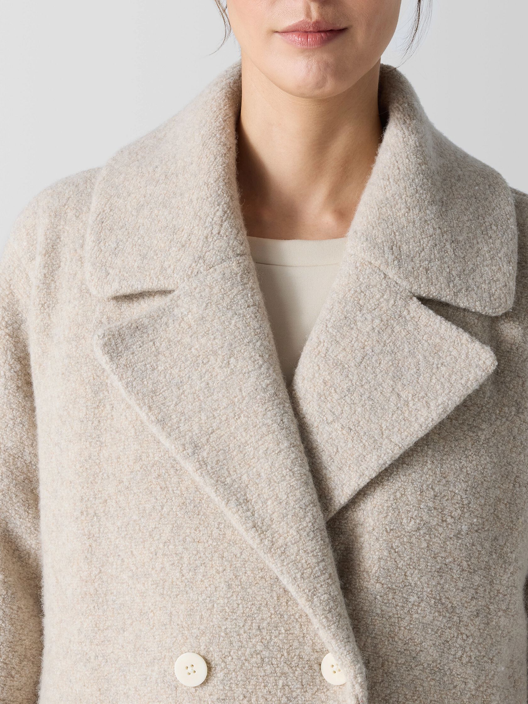 Cozy Recycled Wool Boucle Notch Collar Coat