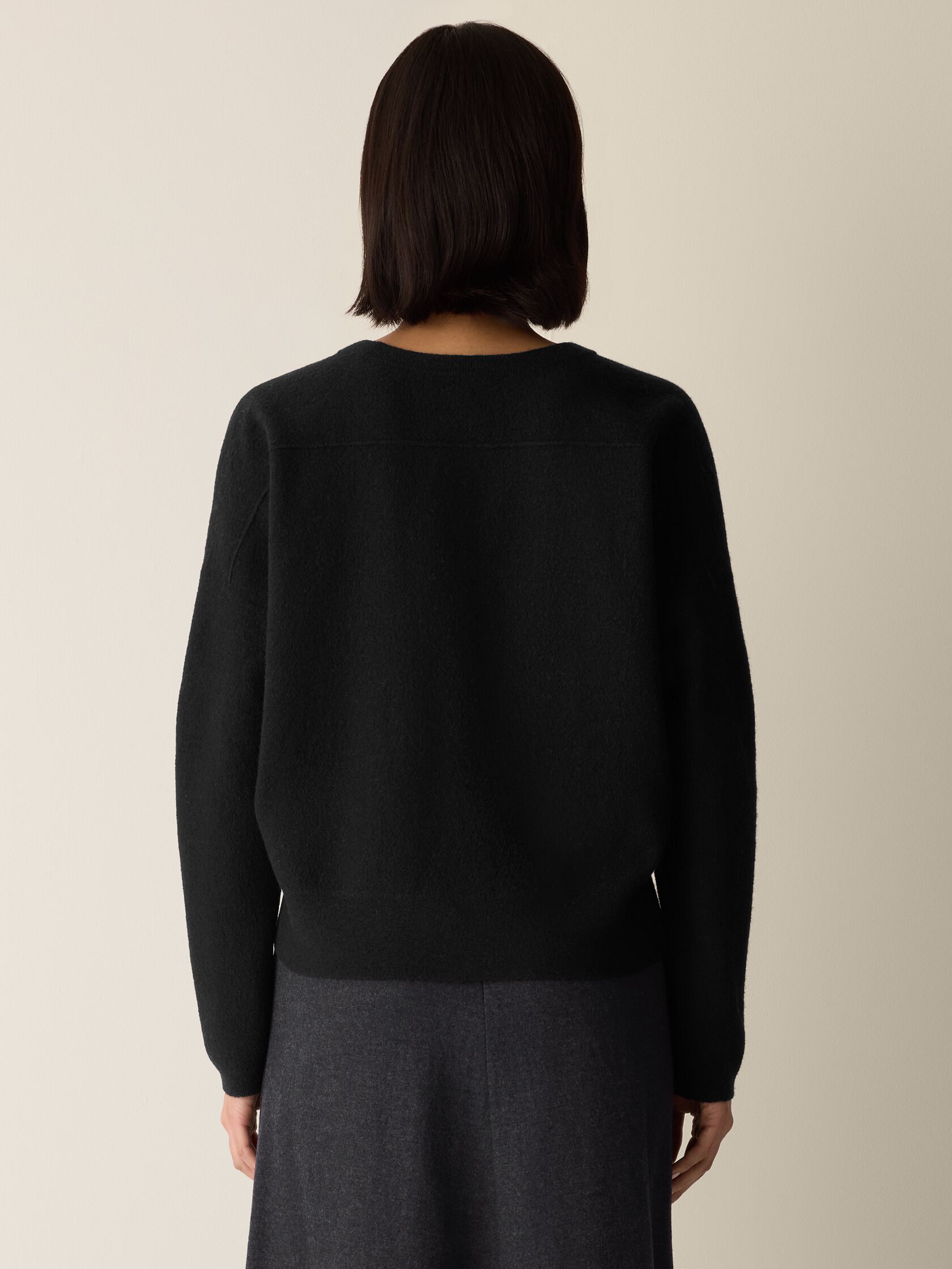 Fine Felted Wool Crew Neck Short Top in Regenerative Wool