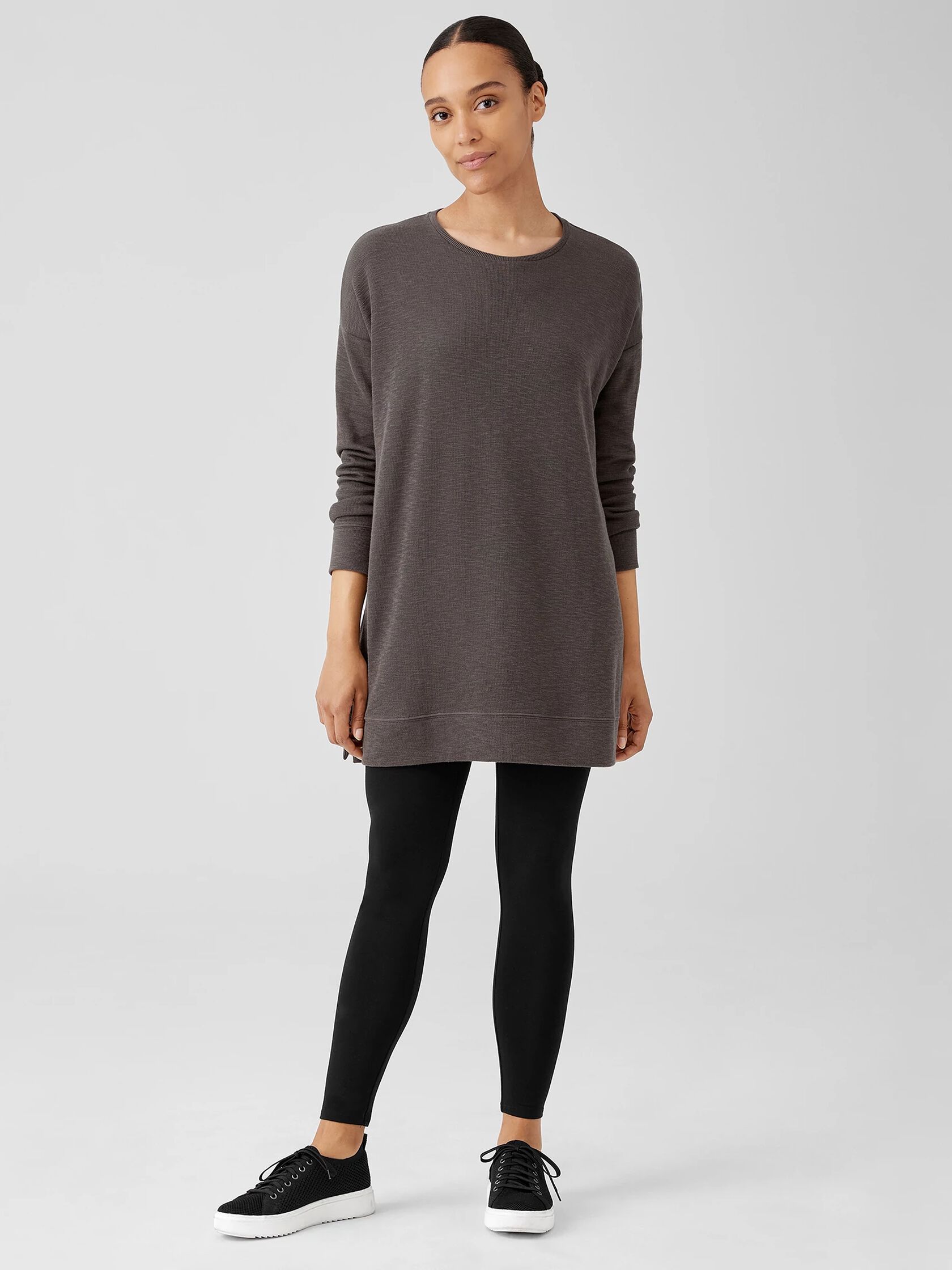 Organic Cotton Slubby Rib Knit Crew Neck Top
