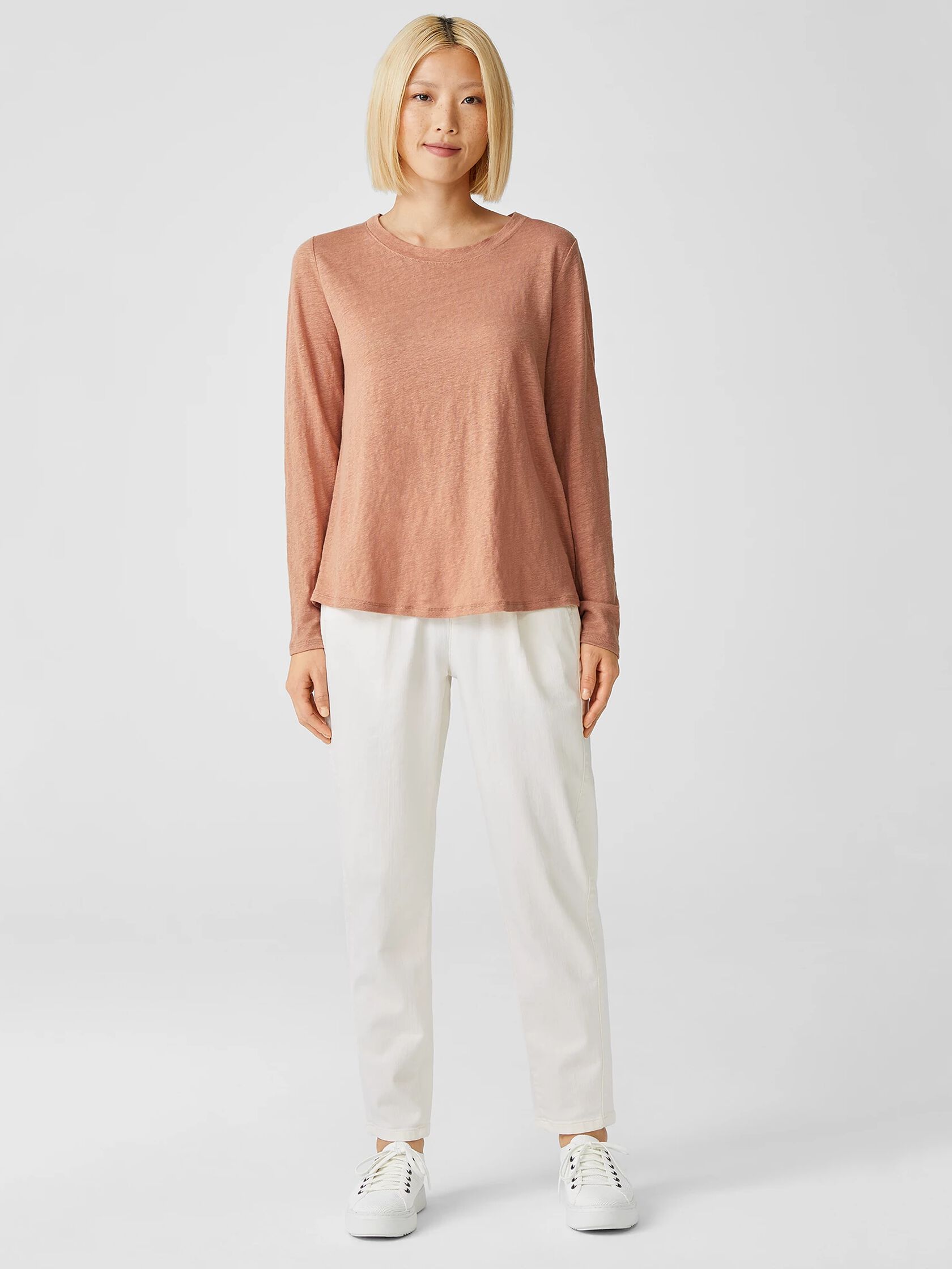 Organic Linen Jersey Crew Neck Top