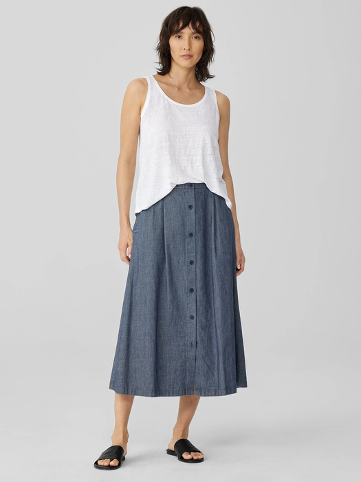 Airy Organic Cotton Twill A-Line Skirt