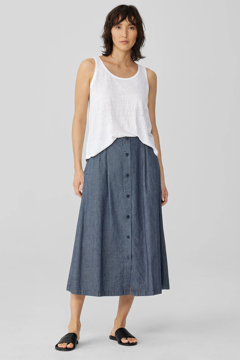 Airy Organic Cotton Twill A-Line Skirt