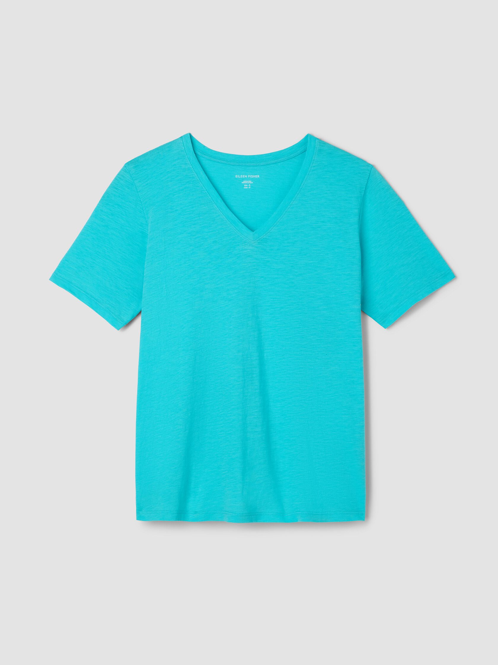 Organic Cotton Slubby Jersey V-Neck Tee
