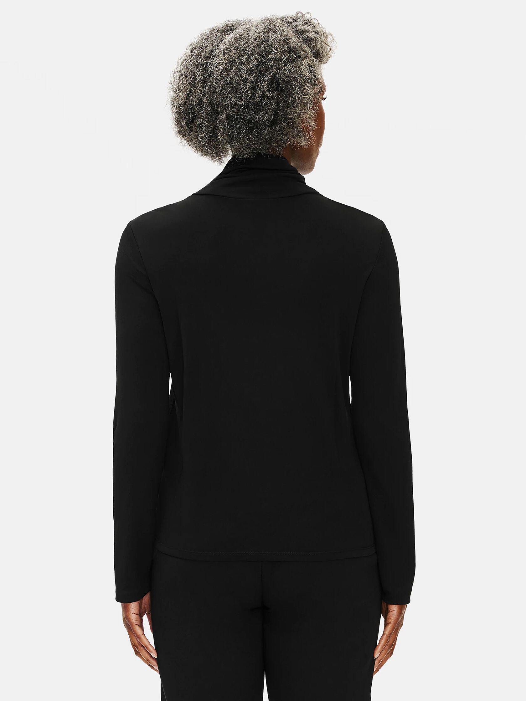 Stretch Silk Jersey Scrunch Neck Top