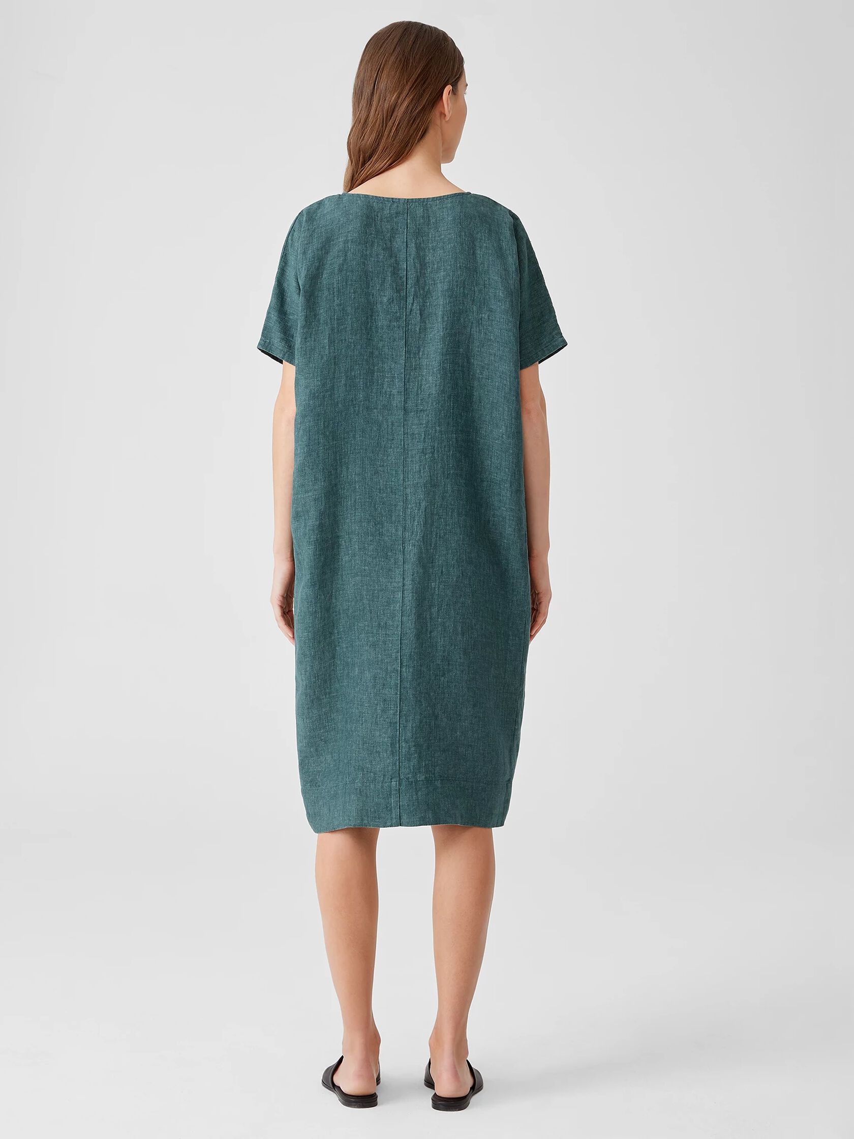 Washed Organic Linen Delave Dress