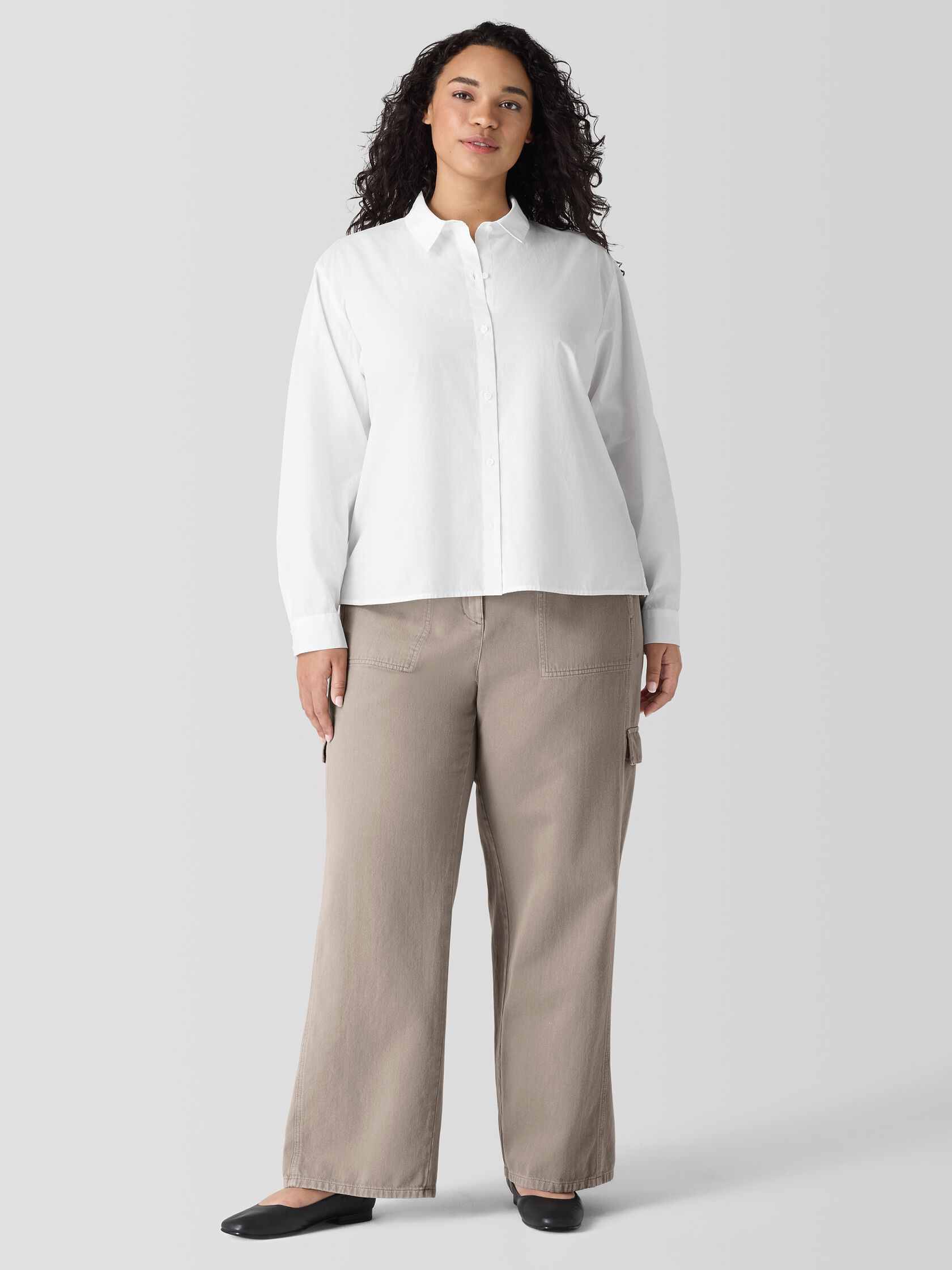 Washed Organic Cotton Poplin Classic Collar Short Shirt
