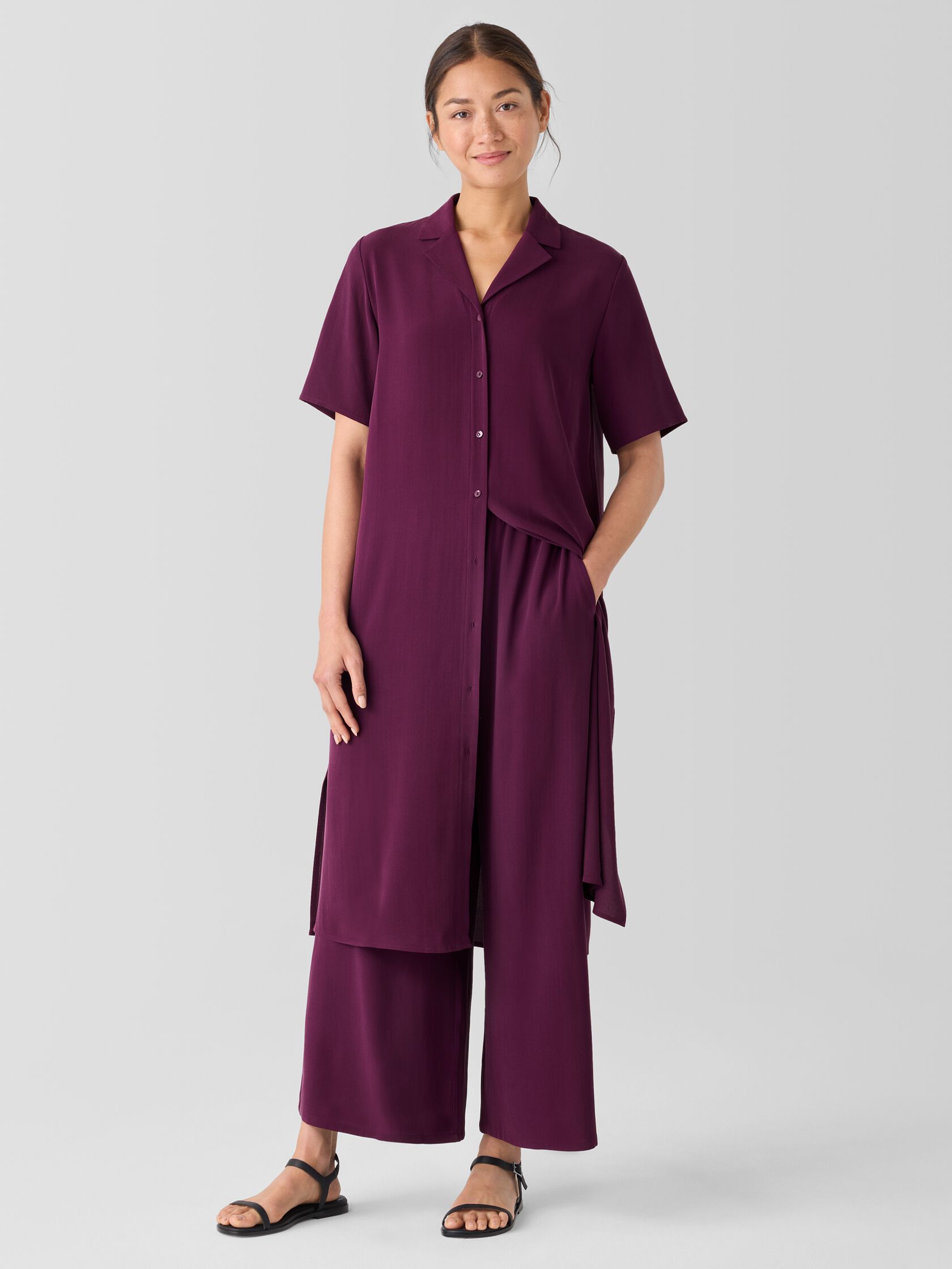 Silk Georgette Crepe Shirtdress