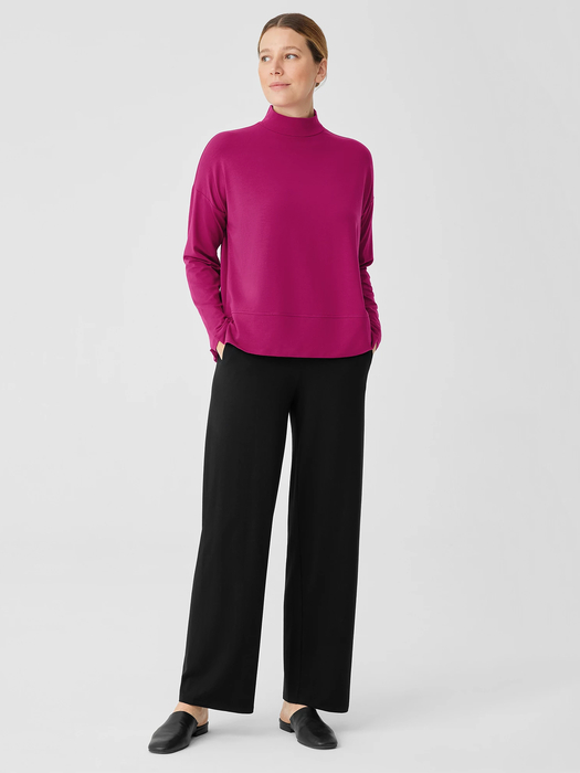 Stretch Jersey Knit Mock Neck Top