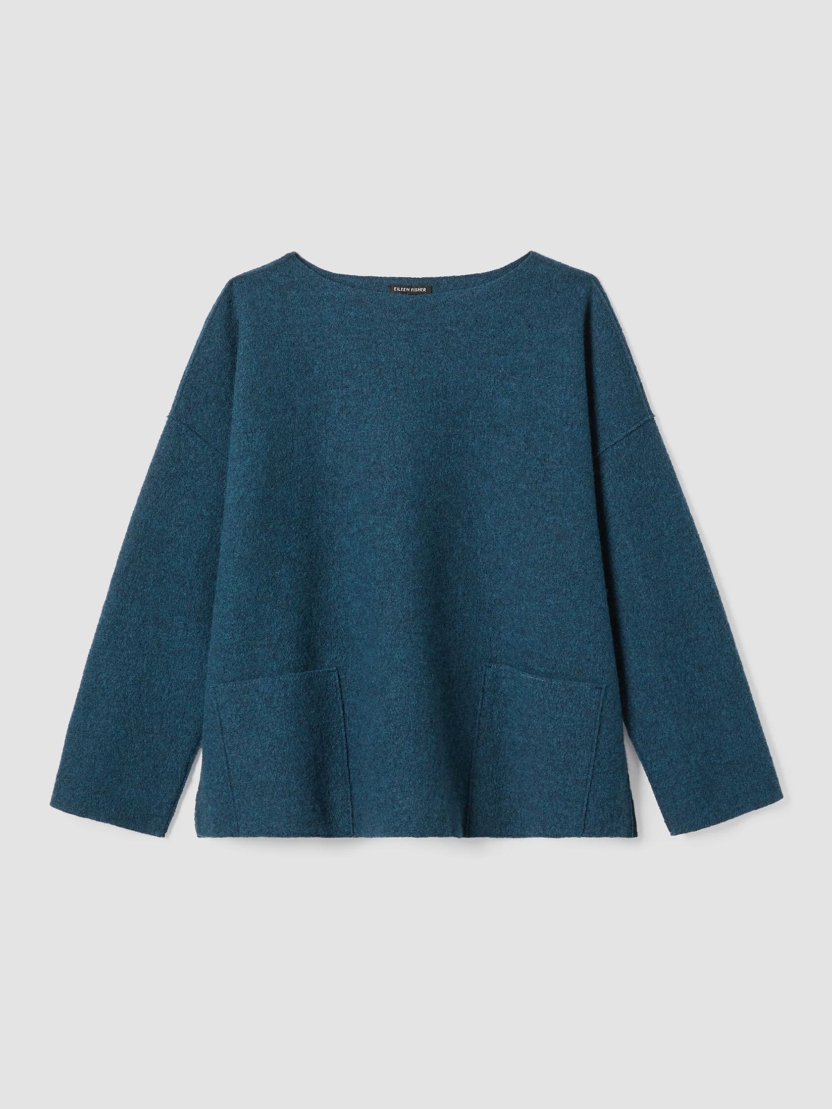 Lightweight Boiled Wool Bateau Neck Top in Regenerative Wool