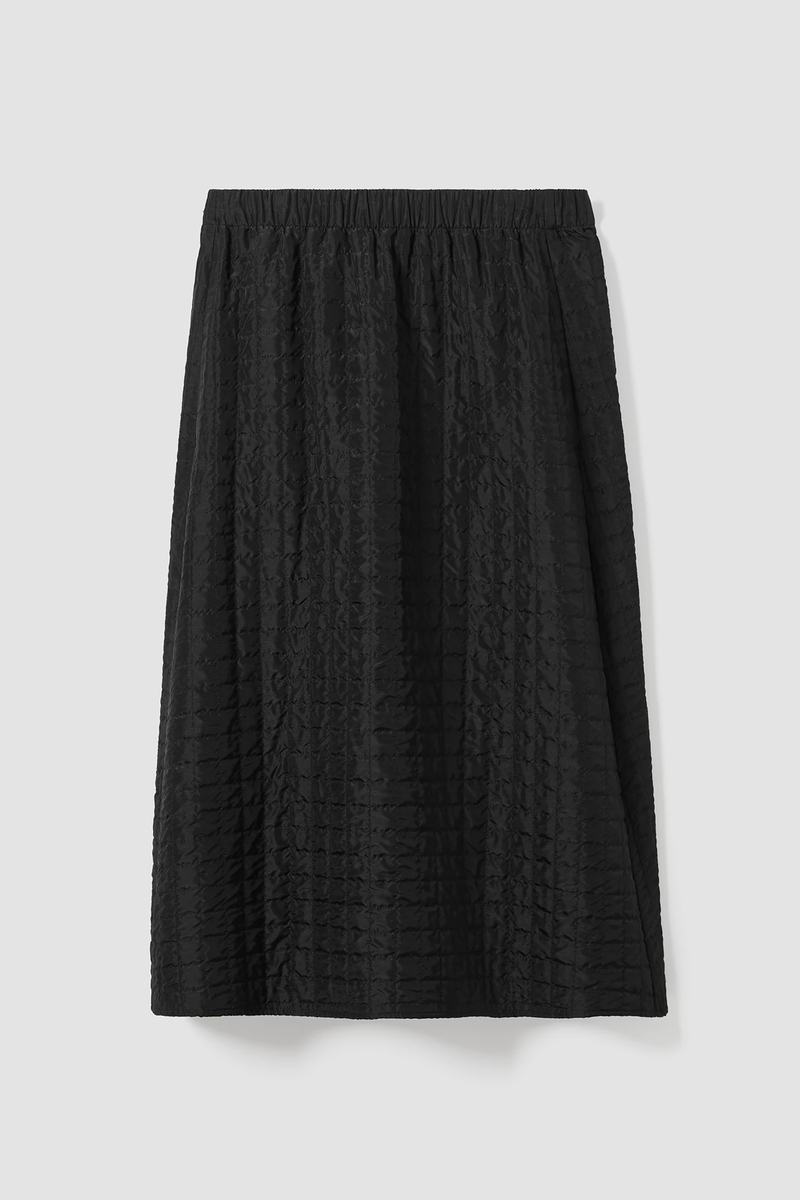 Silk Habutai Quilted A-Line Skirt