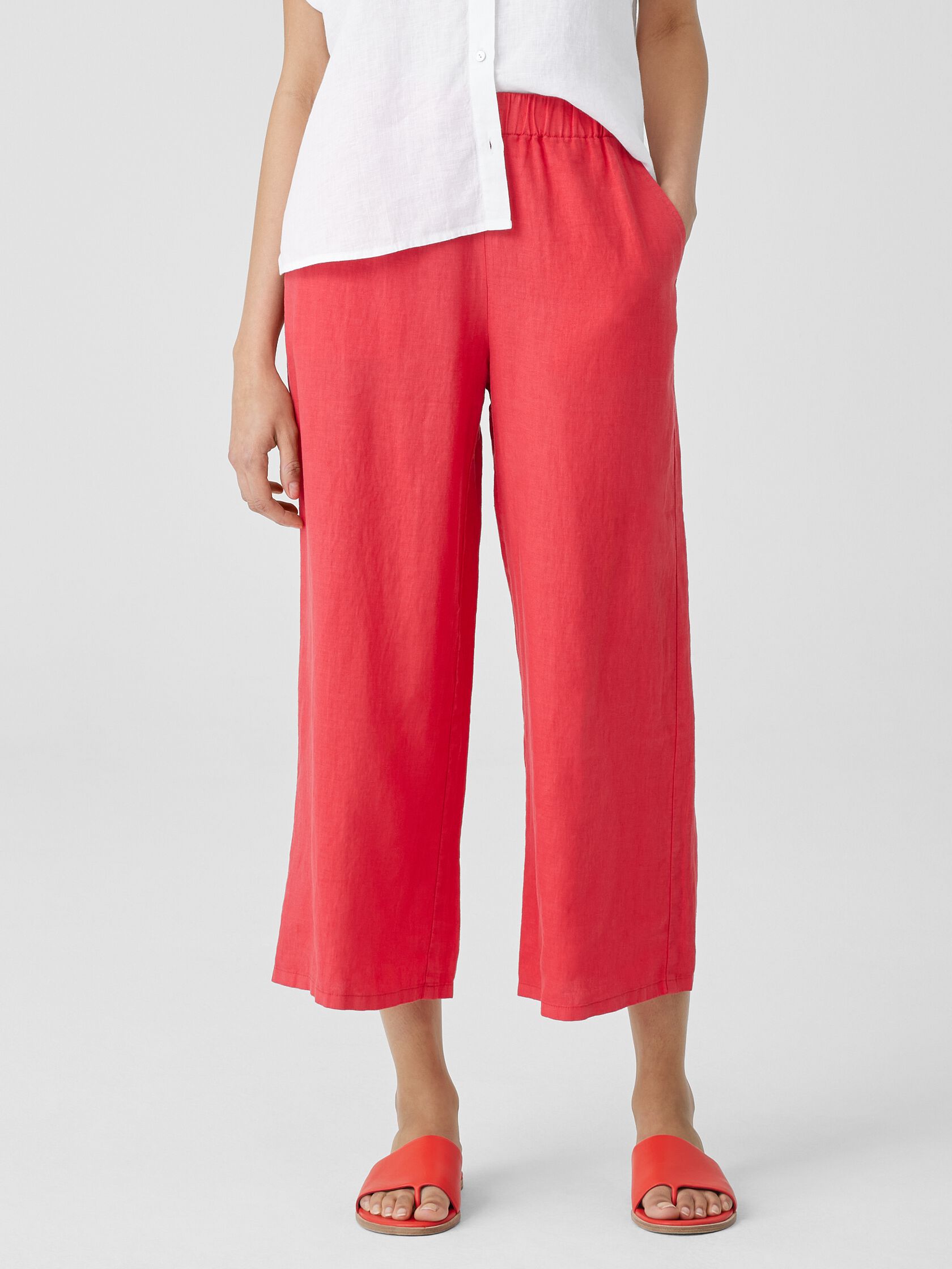 Garment-Dyed Organic Linen Wide-Leg Pant