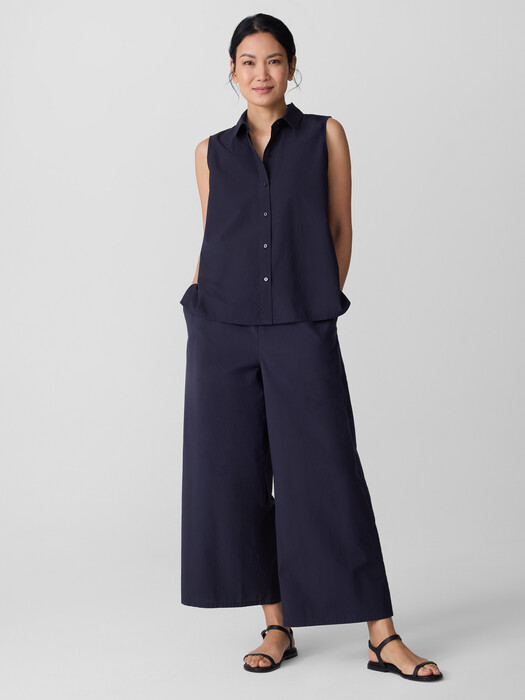 Washed Organic Cotton Poplin Sleeveless Shirt