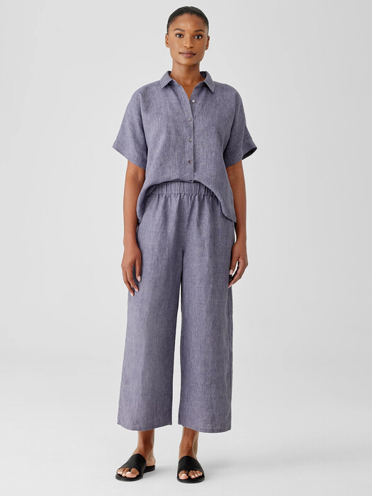 Washed Organic Linen Delave Wide-Leg Pant