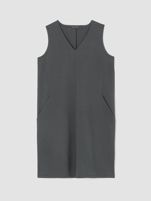 Cotton Blend Ponte V-Neck Dress