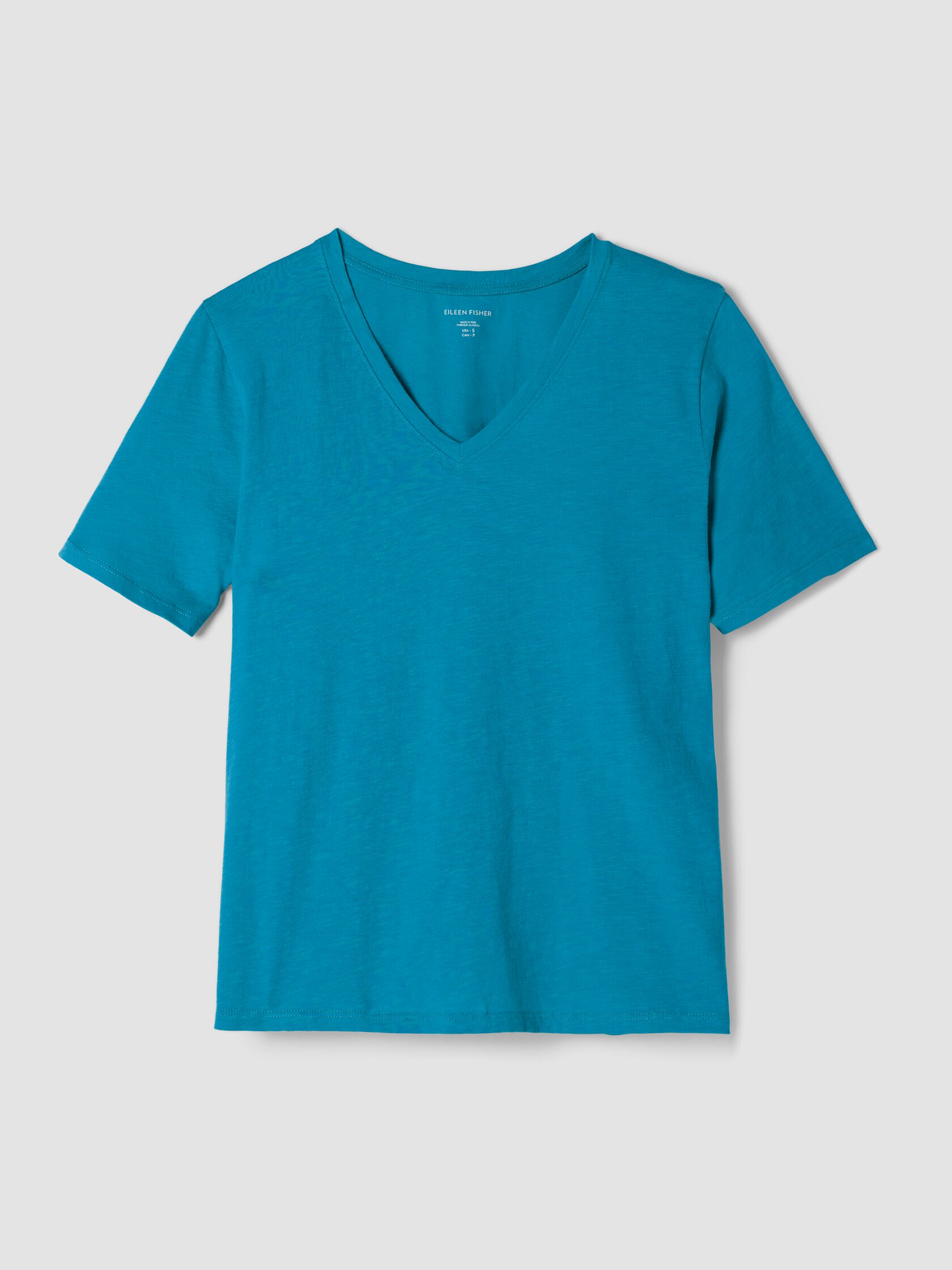 Organic Cotton Slubby Jersey V-Neck Tee