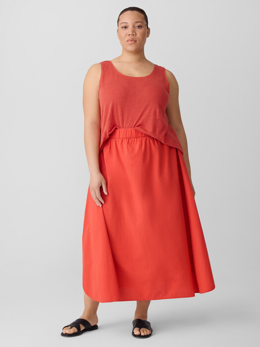 Washed Organic Cotton Poplin A-Line Skirt | EILEEN FISHER Washed Organic Cotton Poplin A-Line Skirt | EILEEN FISHER