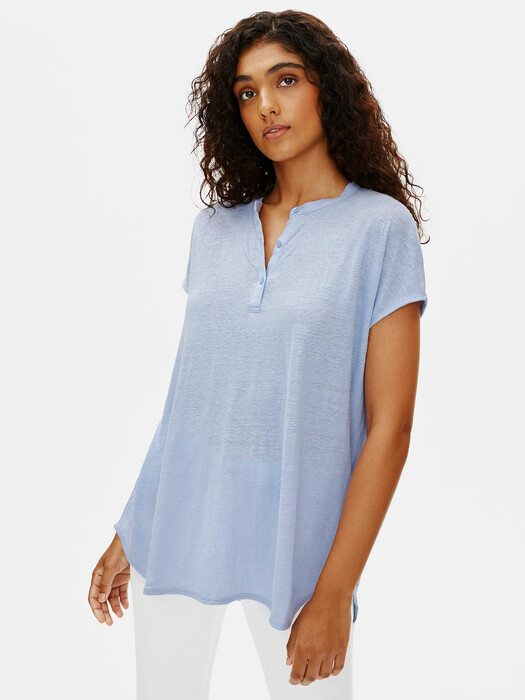 Organic Linen Jersey Mandarin Collar Tunic