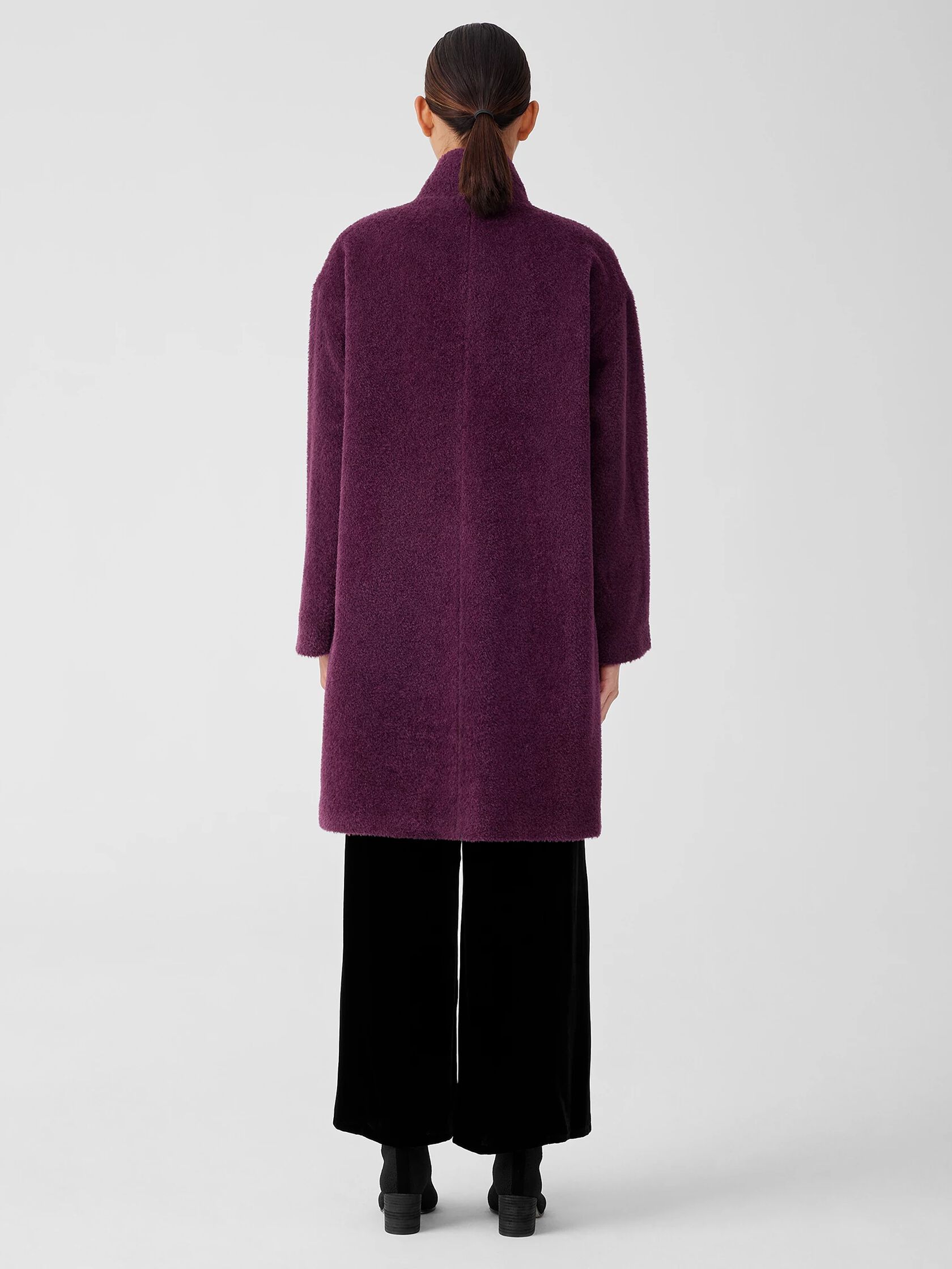 Sheared Suri Alpaca Stand Collar Coat