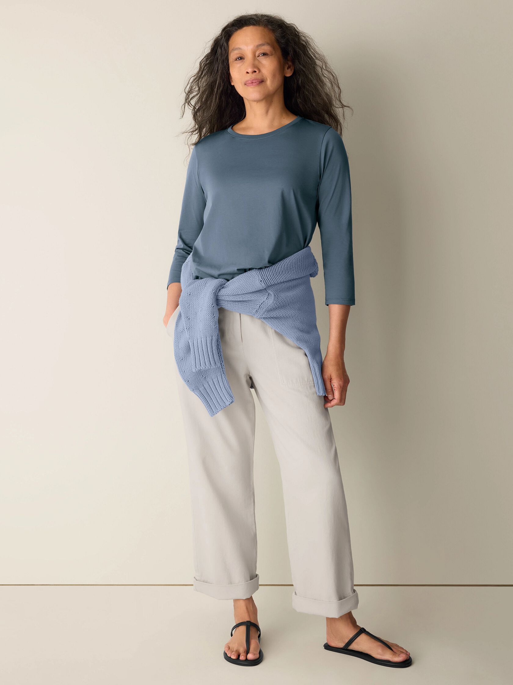 Organic Pima Cotton Jersey 3/4-Sleeve Tee