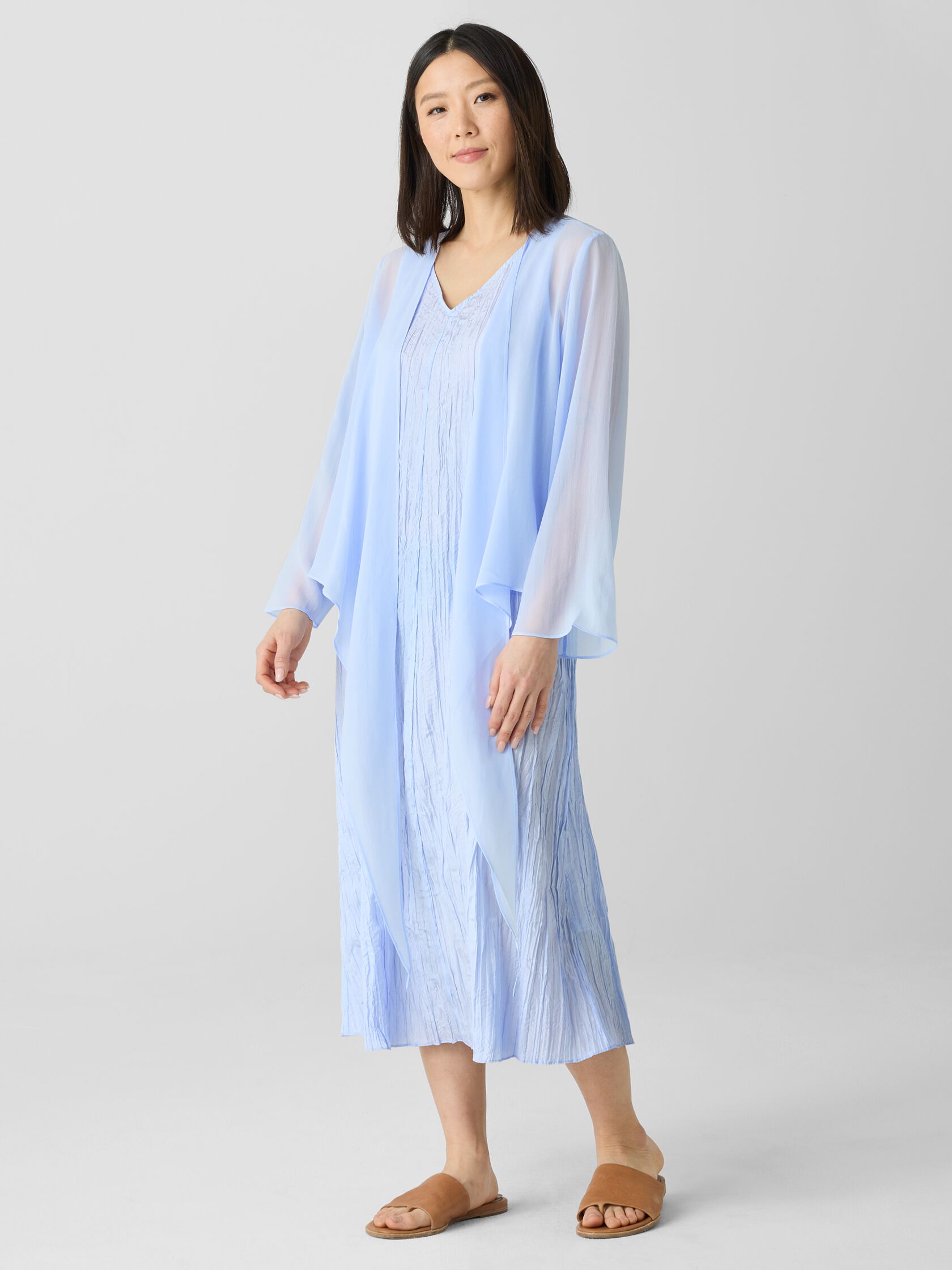 Crushed Silk V-Neck Dress