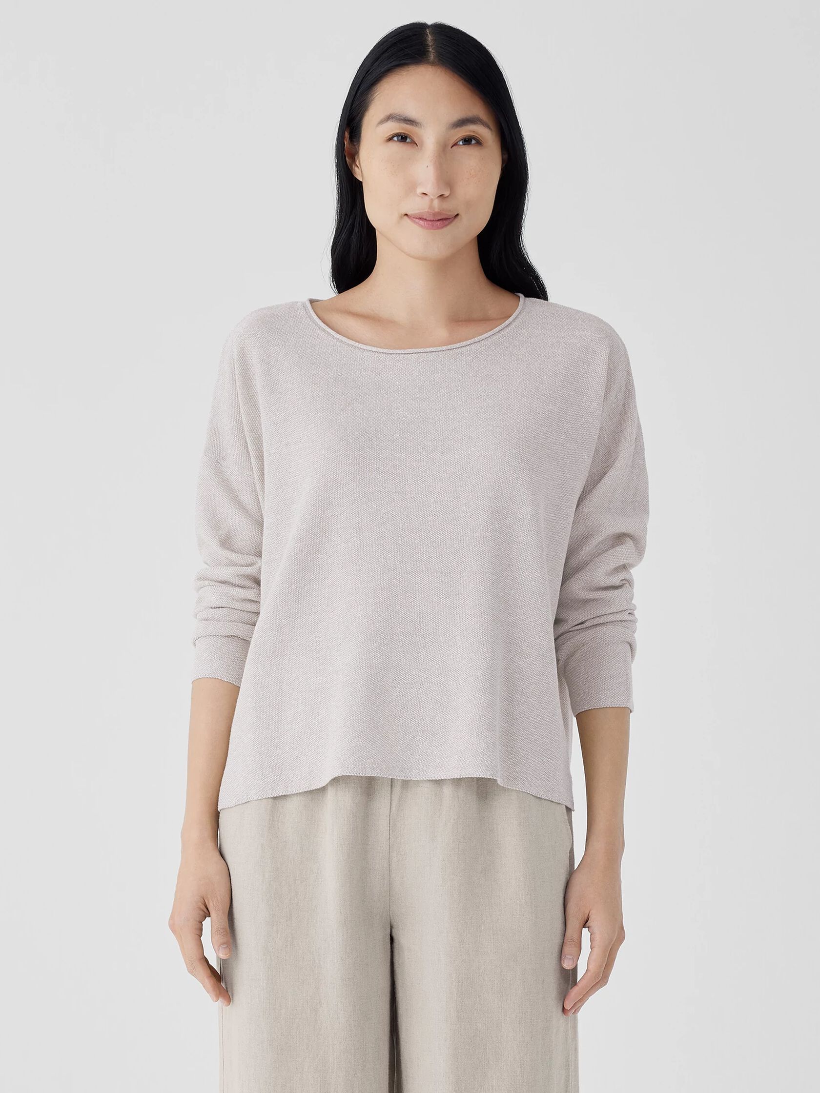 Organic Linen Cotton Jewel Neck Box-Top