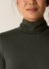 Sheer Cotton Blend Knit Turtleneck Top