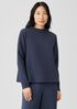 Organic Cotton Crinkled Knit Funnel Neck Top