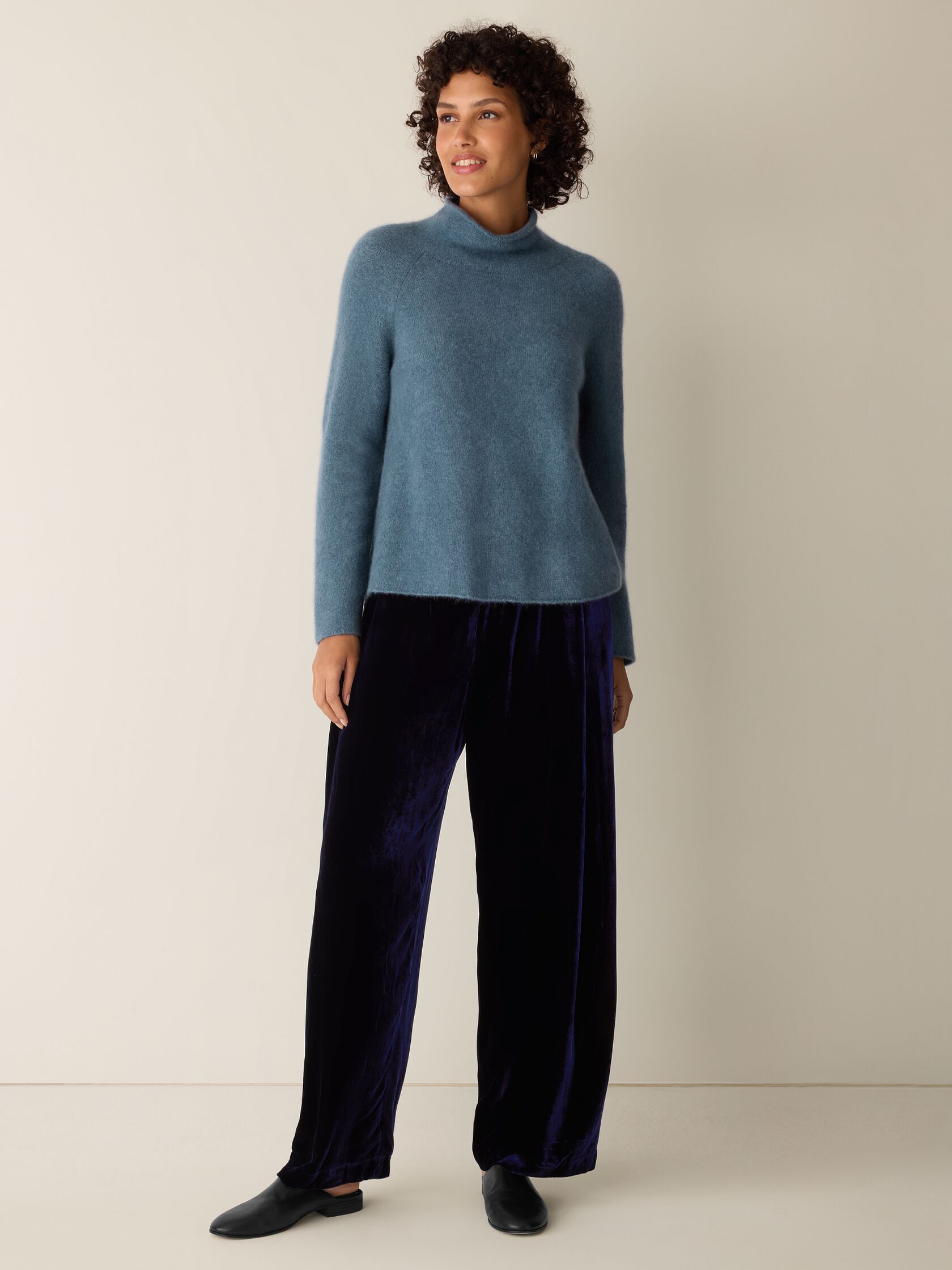 Cashmere Silk Boucle Bliss Turtleneck Top