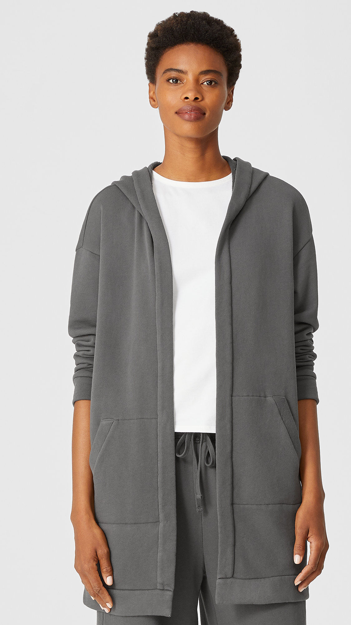 French terry hooded cardigan hotsell