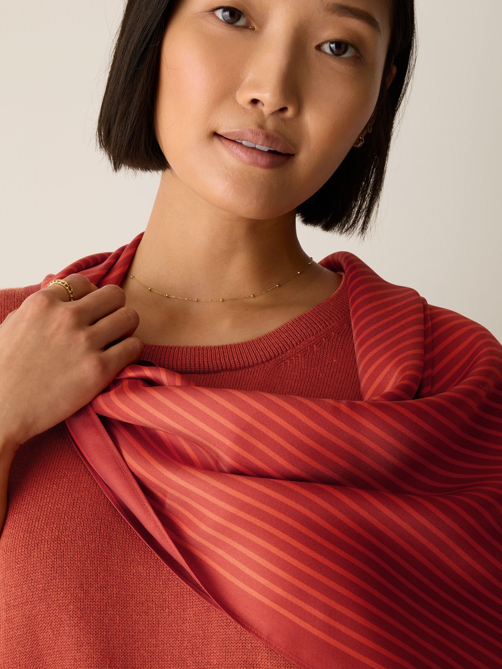 Striped Silk Twill Scarf