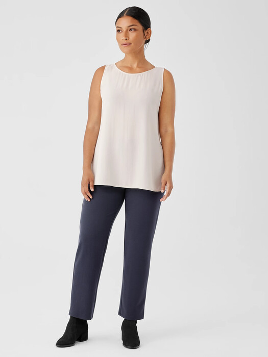 Silk Georgette Crepe Ballet Neck Tank