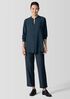 Silk Georgette Crepe Band Collar Shirt