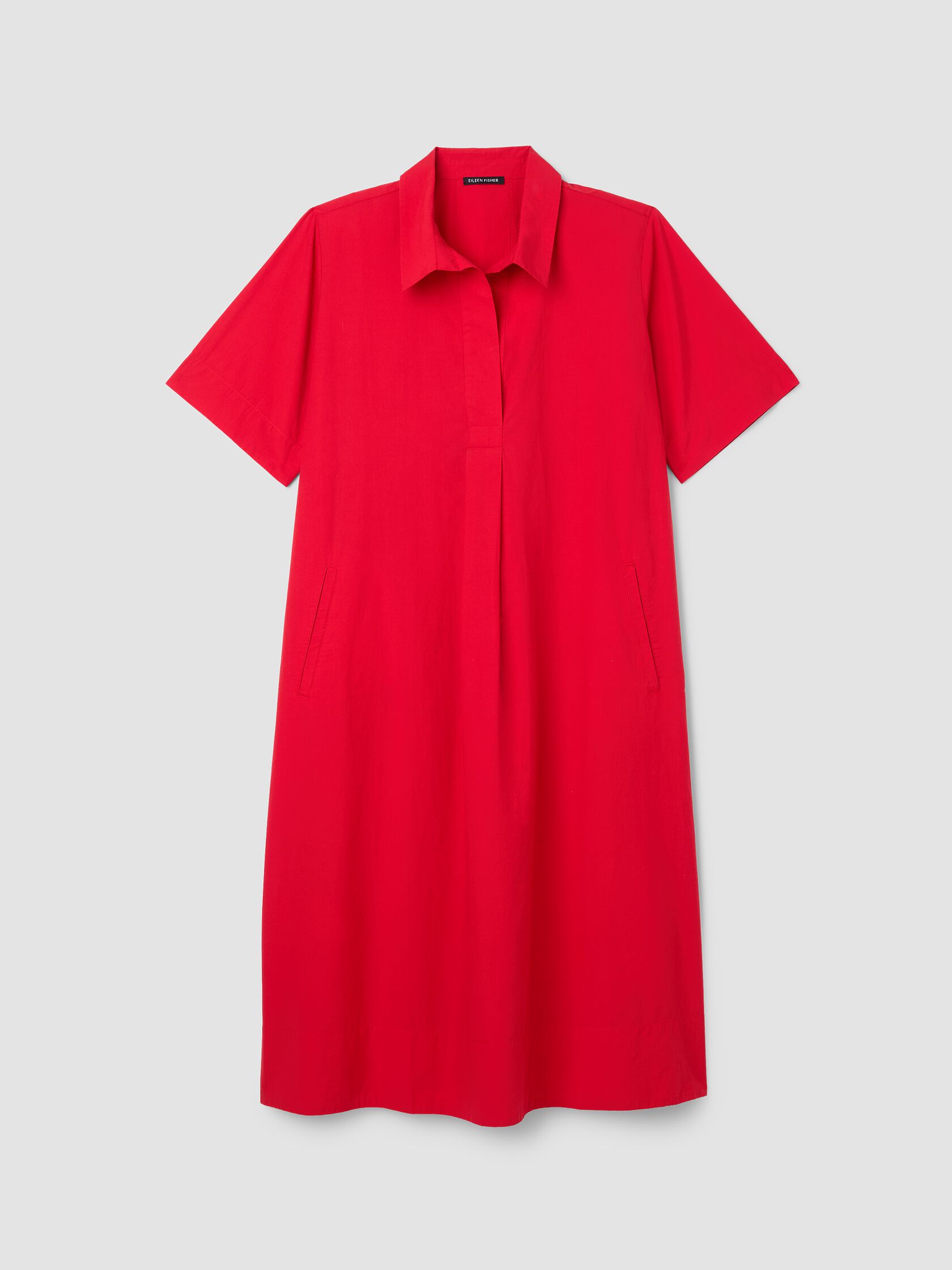 Washed Organic Cotton Poplin Split Neck Dress