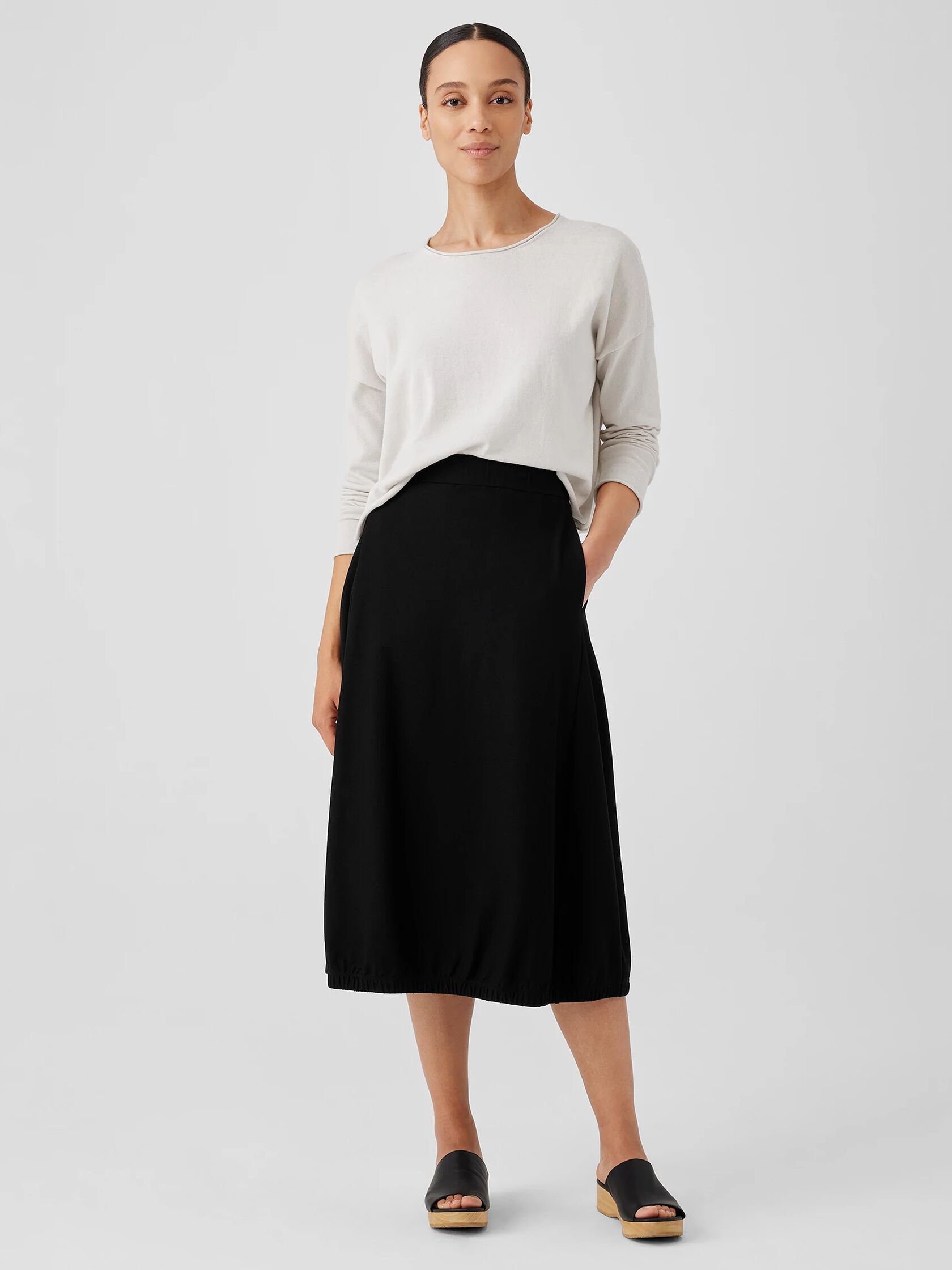 Washable Stretch Crepe Lantern Skirt