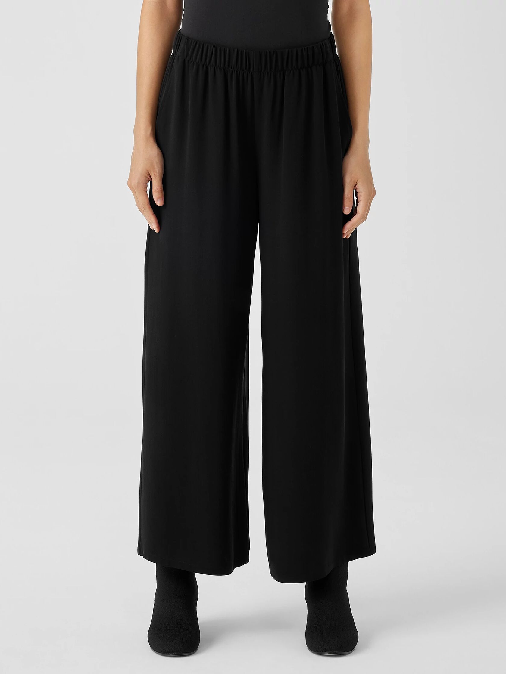 Silk Georgette Crepe Wide-Leg Pant